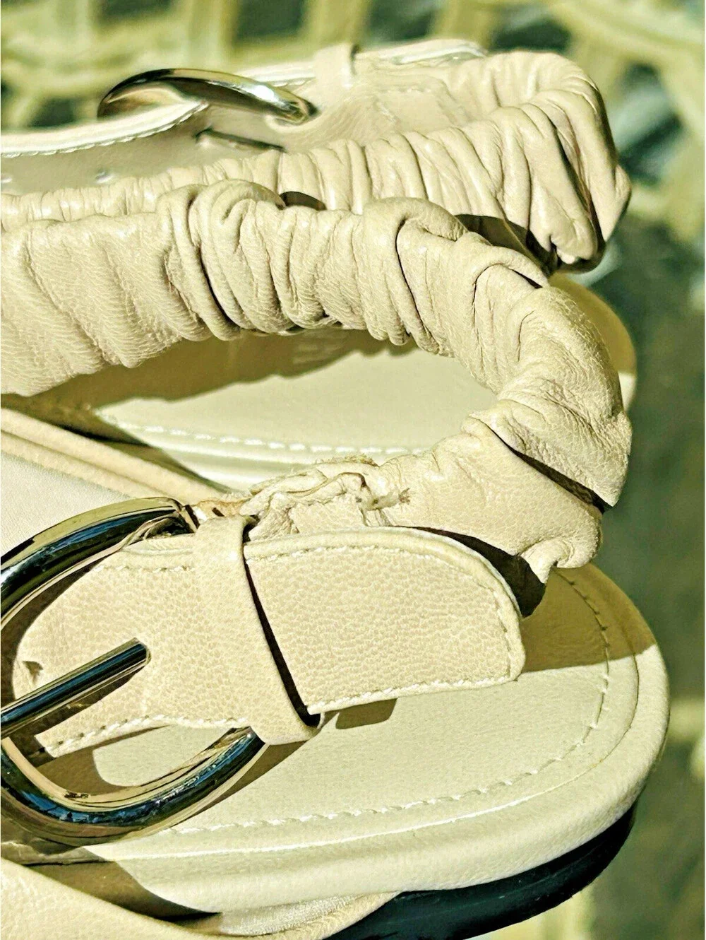 NEW ZARA Pointed Ballet Sling Back Flats Kitten Heel Taupe Leather US 10 EU 41